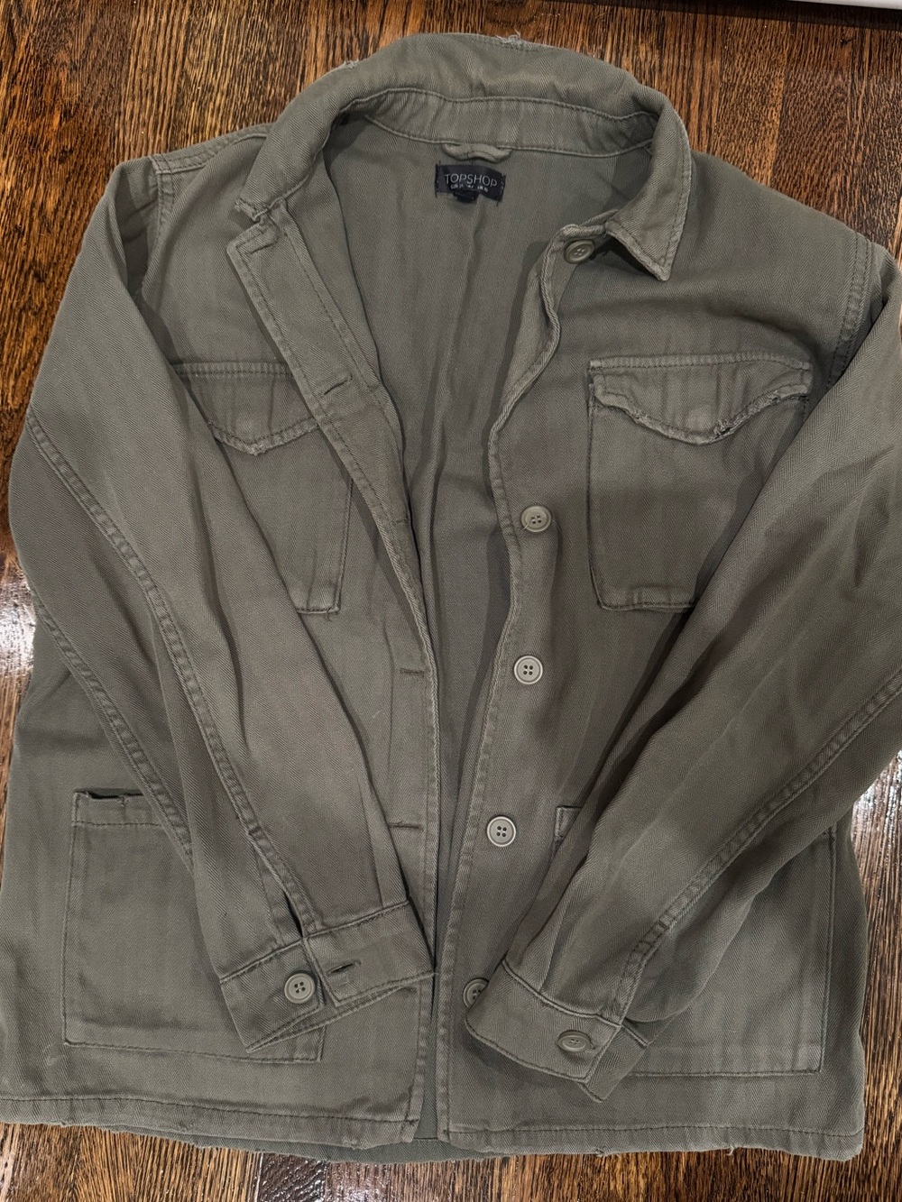 Topshop Military-Style Olive Green Utility Jacket